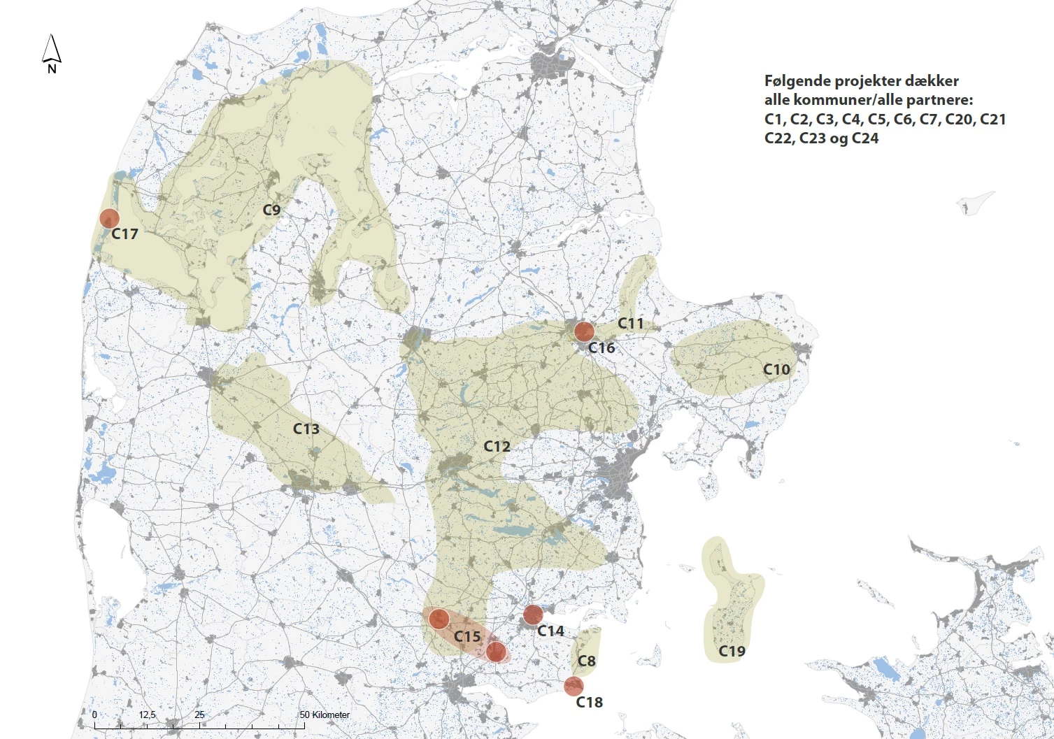Kort med projektområderne